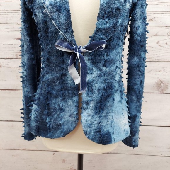 Isle Apparel Fringed Blazer Jacket Blue S - Picture 6 of 11